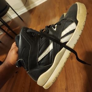 Reebok Mens Black & White Leather High Top Sneakers Size 13